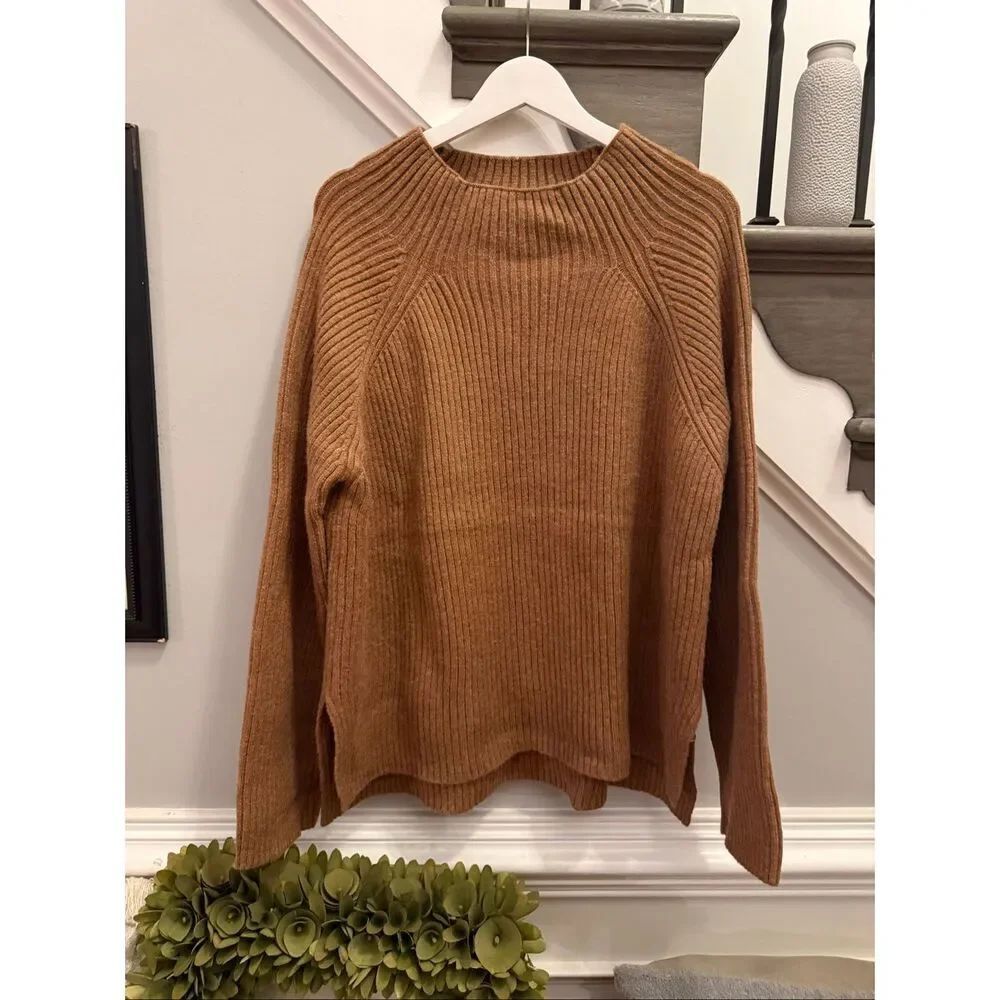 A New Day Brown Ribbed Funnel Neck Sweater sz XXL NWT